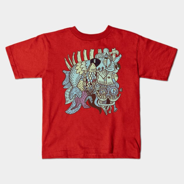 Fisherman Kids T-Shirt by Creativedrawingwithcat